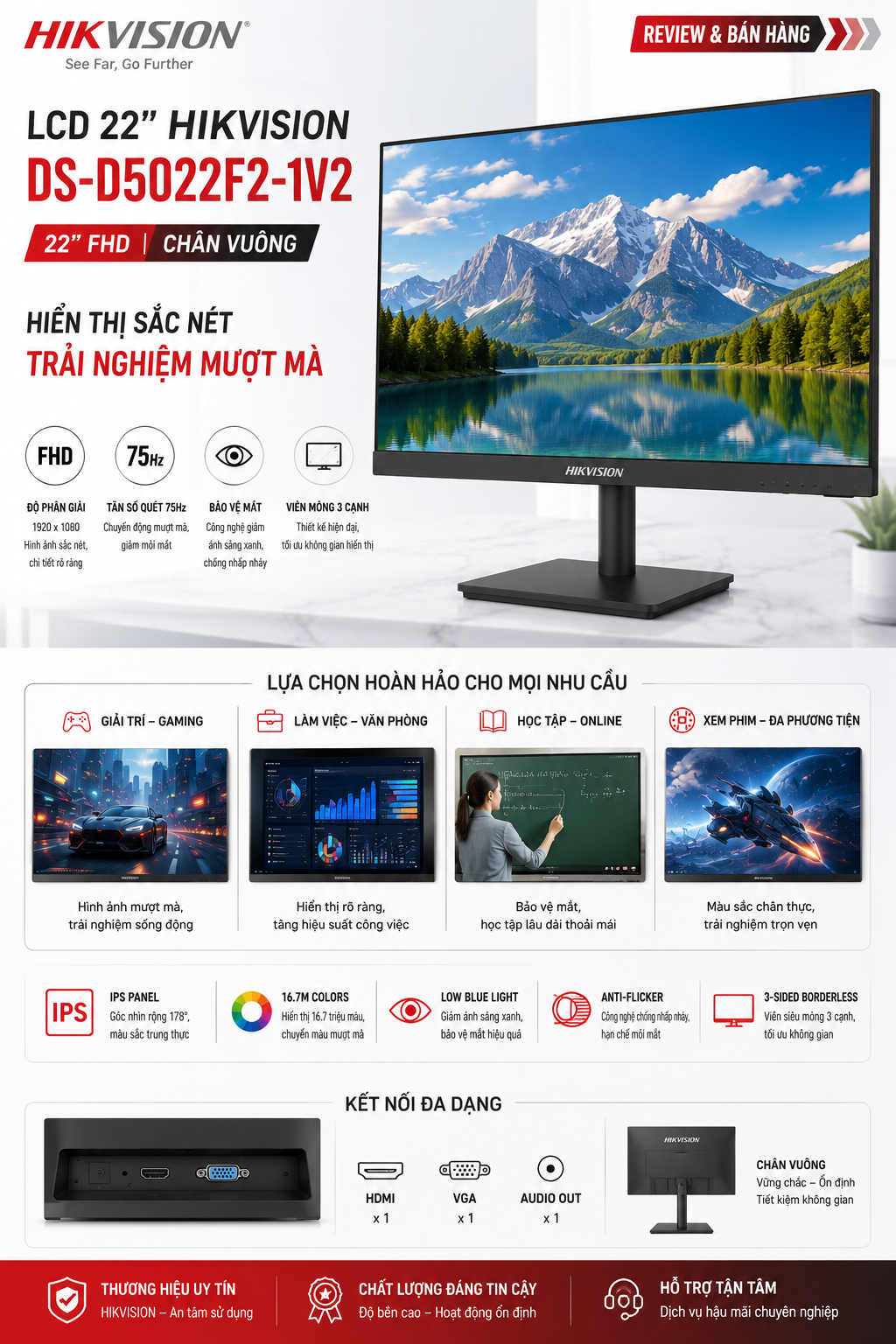 Màn hình 21.5 inch Hikvision DS-D5022F2-1V2