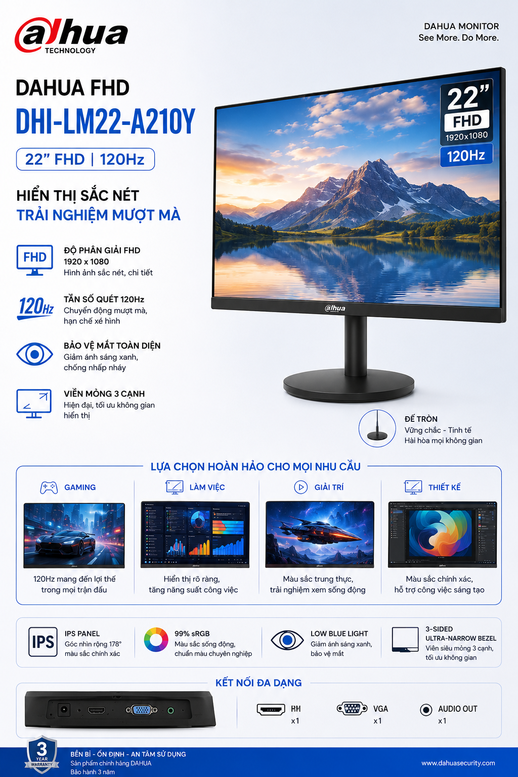 MÀN HÌNH DAHUA DHI-LM22-A210Y – 22” FHD 120Hz